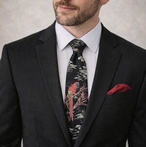 Vintage BRITTANIA Macaw Parrot Exotic Bird Necktie Gorgoeus Tie